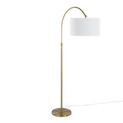 Salon Reader 63' Contemporary Metal Floor Lamp in Gold Metal with White Linen Shade from Grandview Gallery by LumiSource