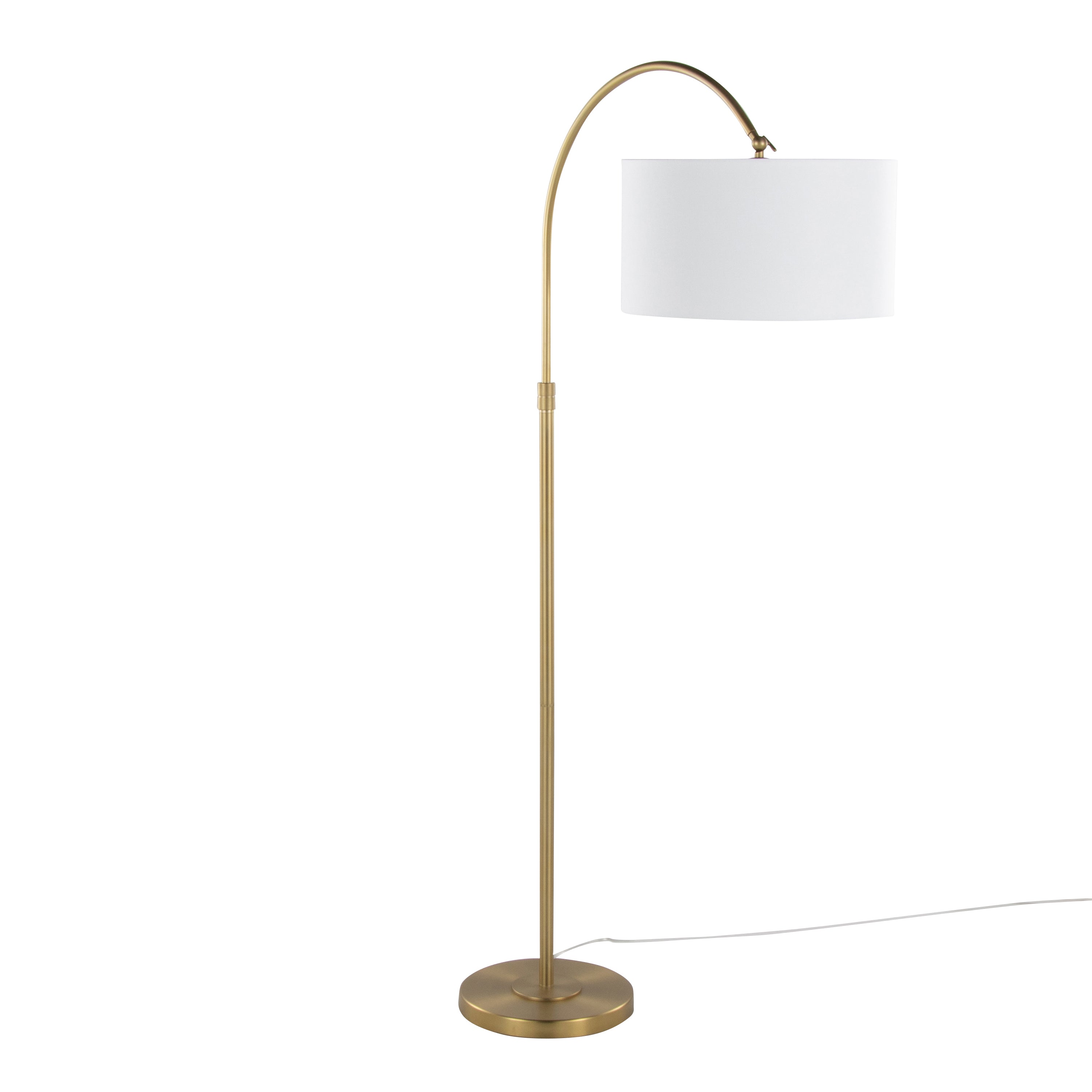 Salon Reader 63' Contemporary Metal Floor Lamp in Gold Metal with White Linen Shade from Grandview Gallery by LumiSource