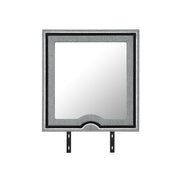 Isaiah Gray Mirror with Upholstered Frame and LED Lighting in Gray, Rubber Wood Construction, 40.25 x 2.25 x 38.00 inches