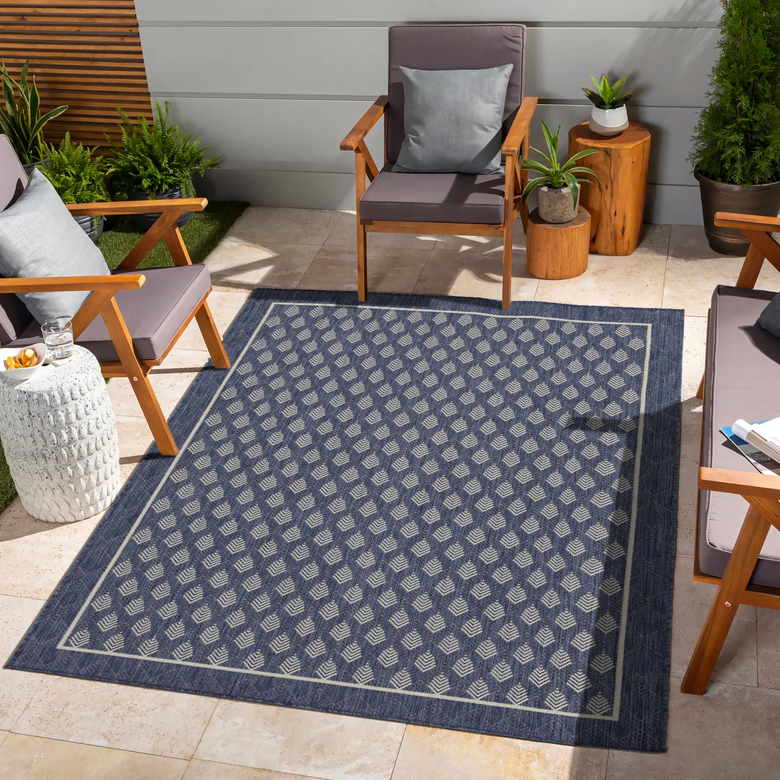 Sunshine GC_HAR2007 Blue 7 ft. 10 in. x 10 ft. 3 in. Indoor/Outdoor Area Rug