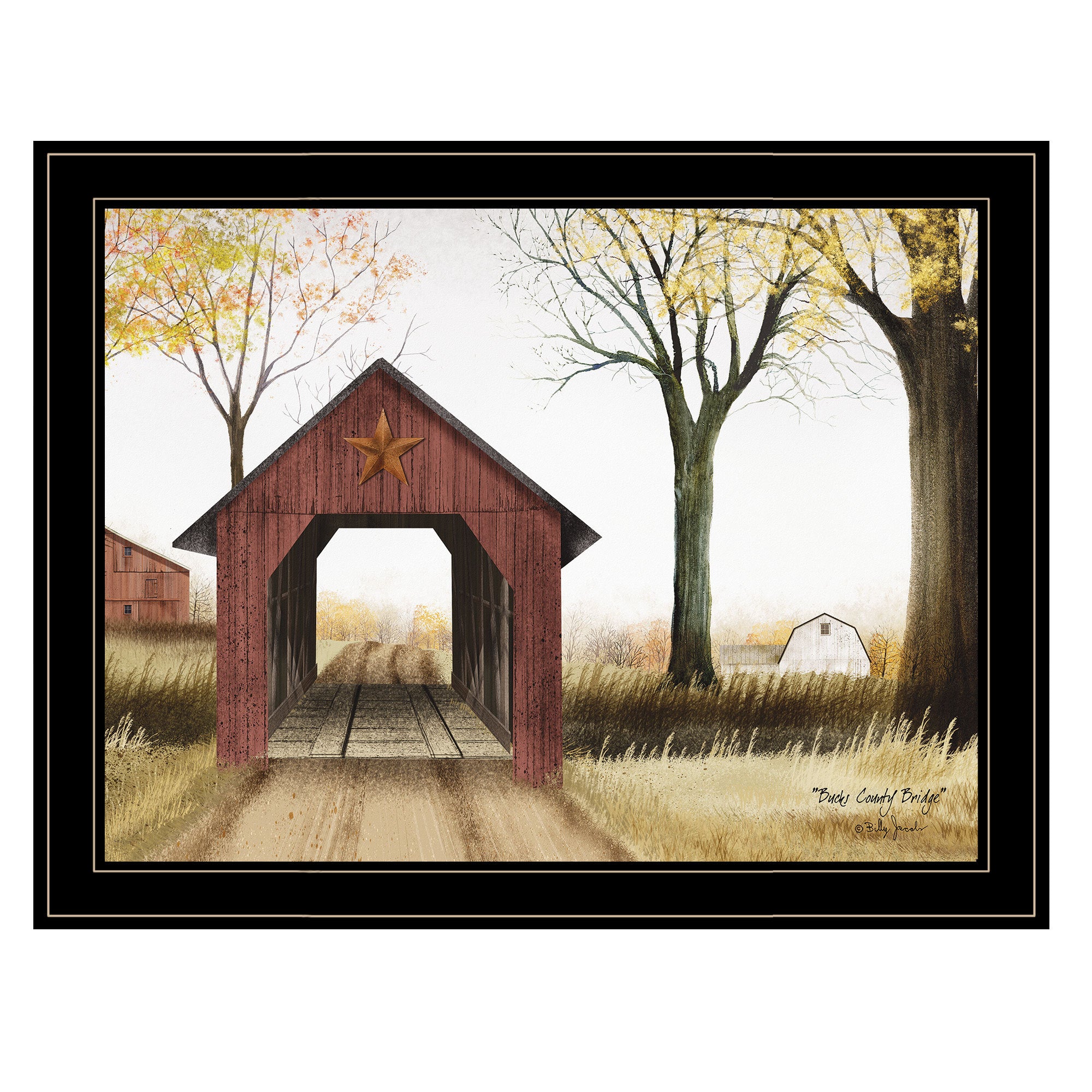 'Buck County Bridge' by Billy Jacobs, Ready to Hang Framed Print, Black Frame