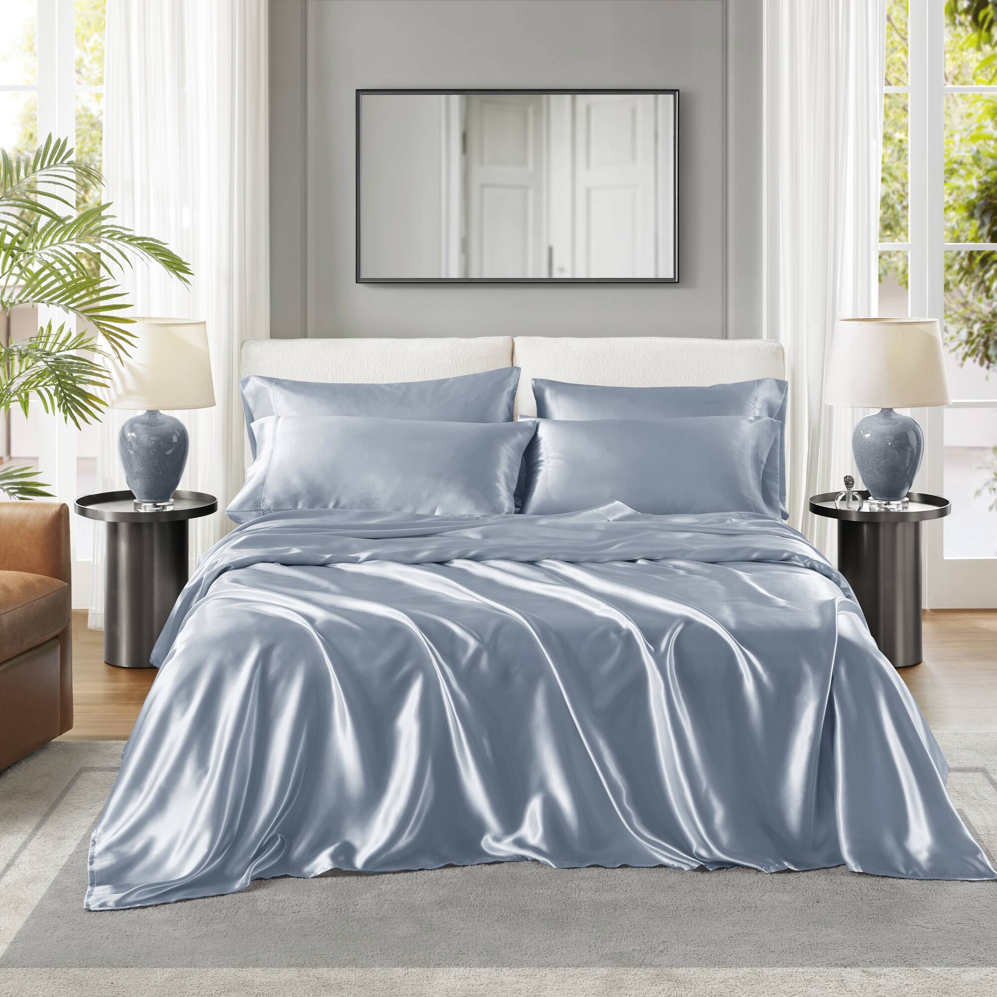 6 PCS King Luxury Sheet Set Blue