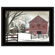 'Christmas Barn' by Billy Jacobs Ready to Hang Framed Print, Black Frame