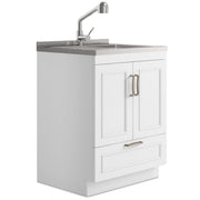 Cardinal - 28' Laundry Cabinet with Faucet and Stainless Steel Sink - White