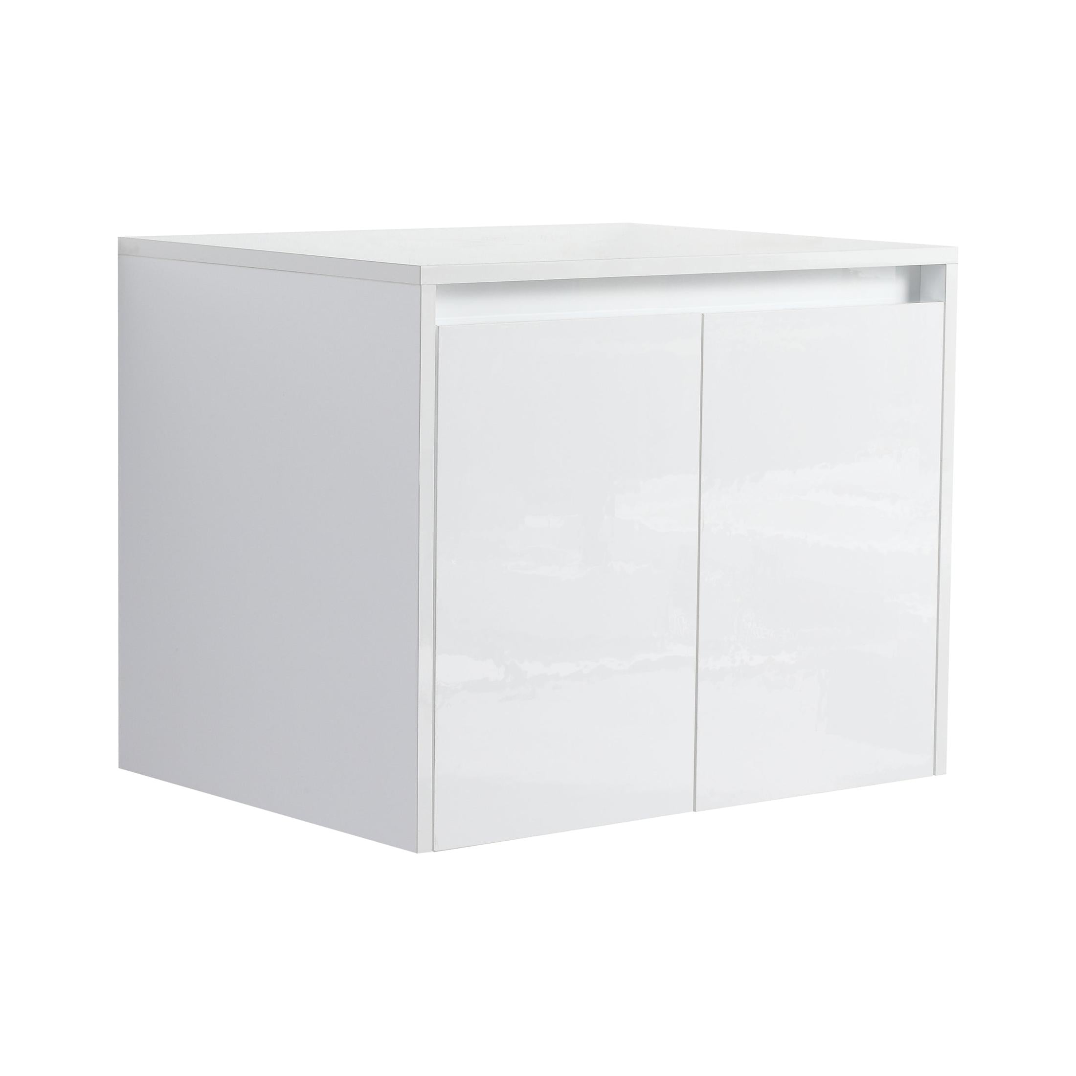 24' Bathroom Wall Cabinet, 2-Soft Close Doors, Float Mounting Design,Glossy White,(KD-Packing)