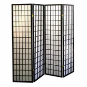 70' Tall 4-Panel Screen / Room Divider, Japanese Style with Black finish