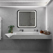 32*32inch Bathroom Led Classy Vanity Mirror with focused backplane,Black aluminum alloy frame,High Lumen,Dimmable Touch,Wall Switch Control, Anti-Fog ,CRI 95 Adjustable 3000K-4500K-6000K ,IP54 Waterpr