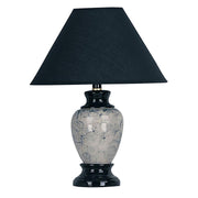 13' Tall Ceramic Table Lamp, Urn-Shaped with Black finish, Linen Shade