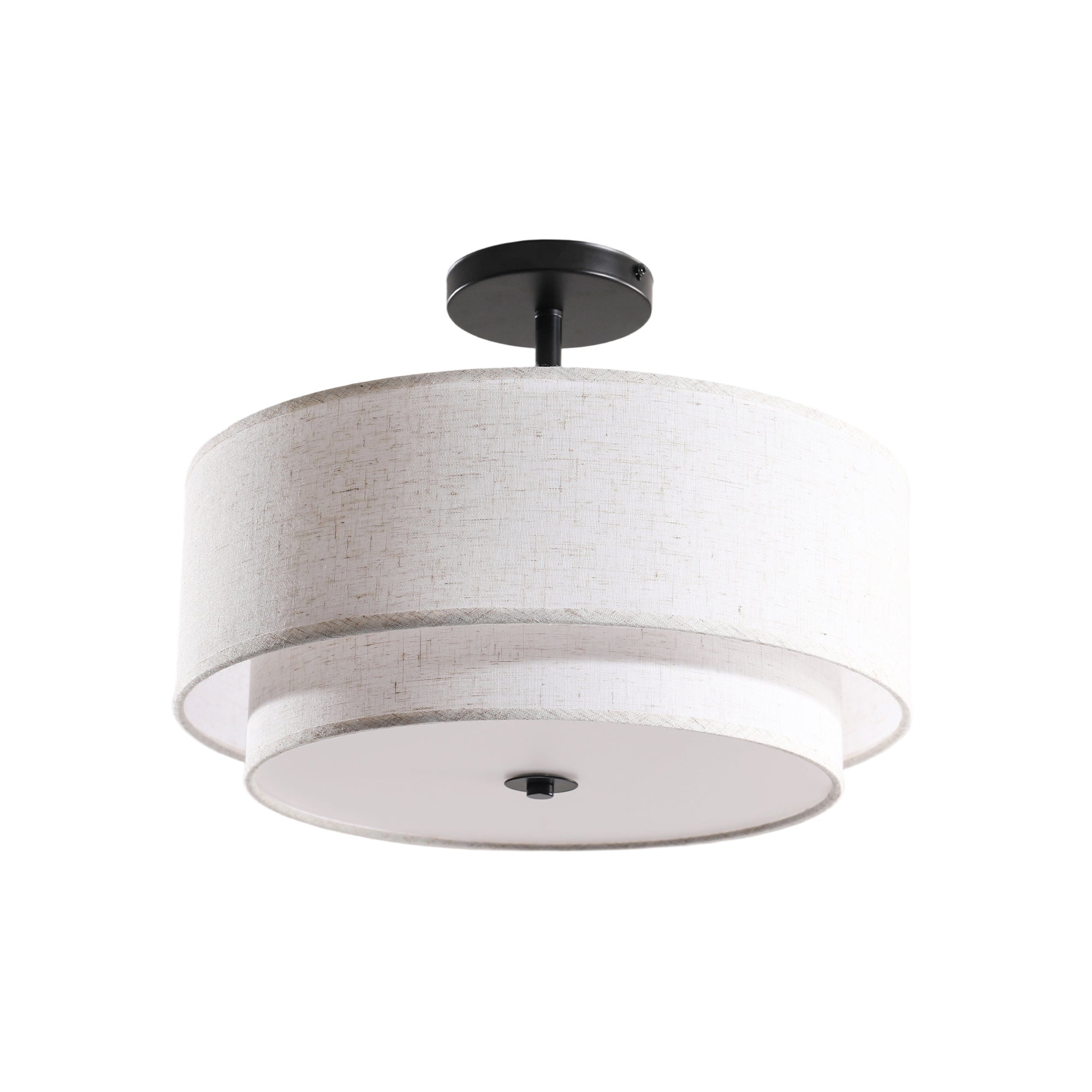 16' Modern Ceiling Light, Fabric Upholstered, Flush-Mount Fixture for Living Room, Bedroom or Dining Room, Stylish Energy-Saving Design, Easy Installation (Bulb Not Included)