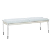 URIUNI Gold Bedroom Bench with Acrylic Legs and Plush Seating in Champagne Solid Wood and MDF