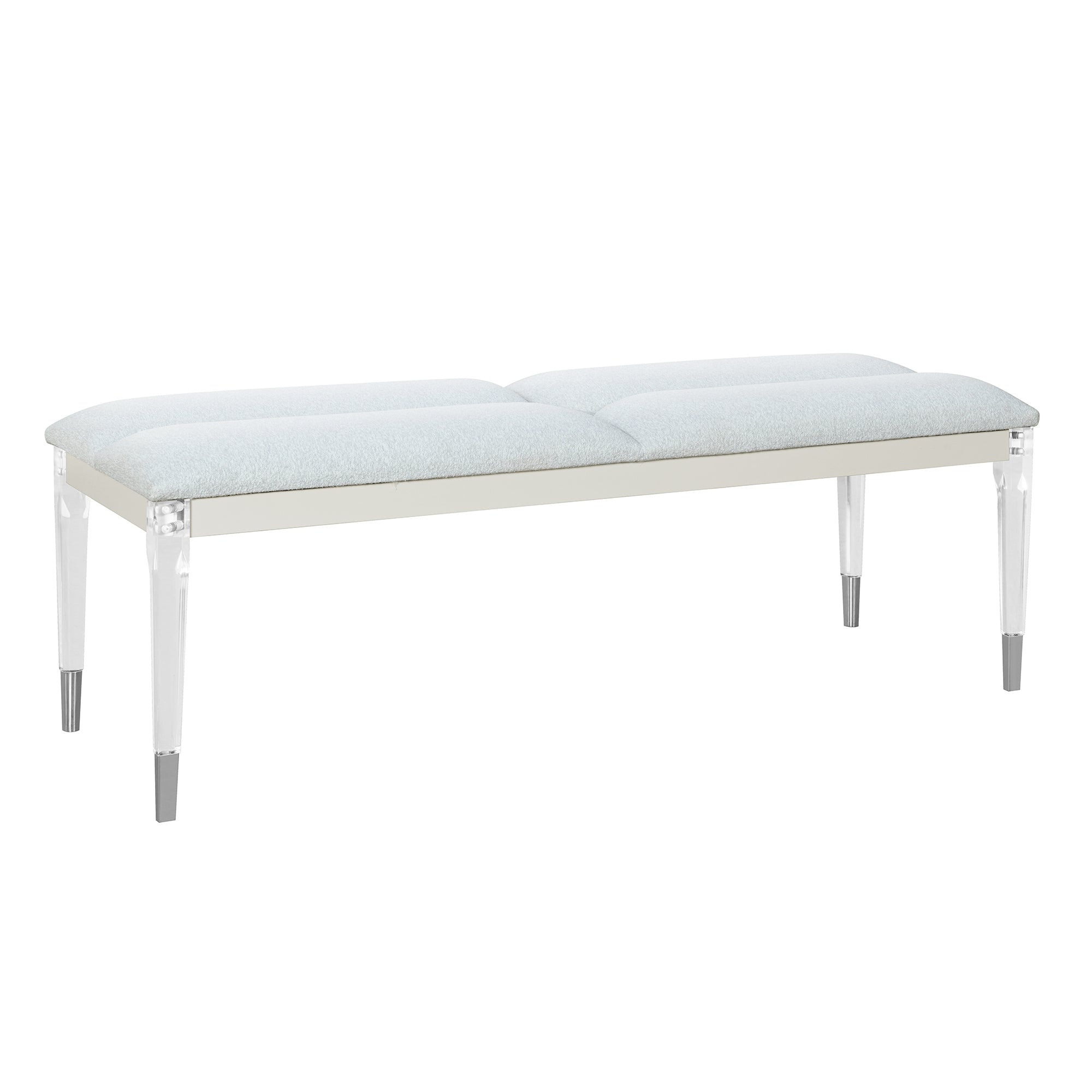 URIUNI Gold Bedroom Bench with Acrylic Legs and Plush Seating in Champagne Solid Wood and MDF
