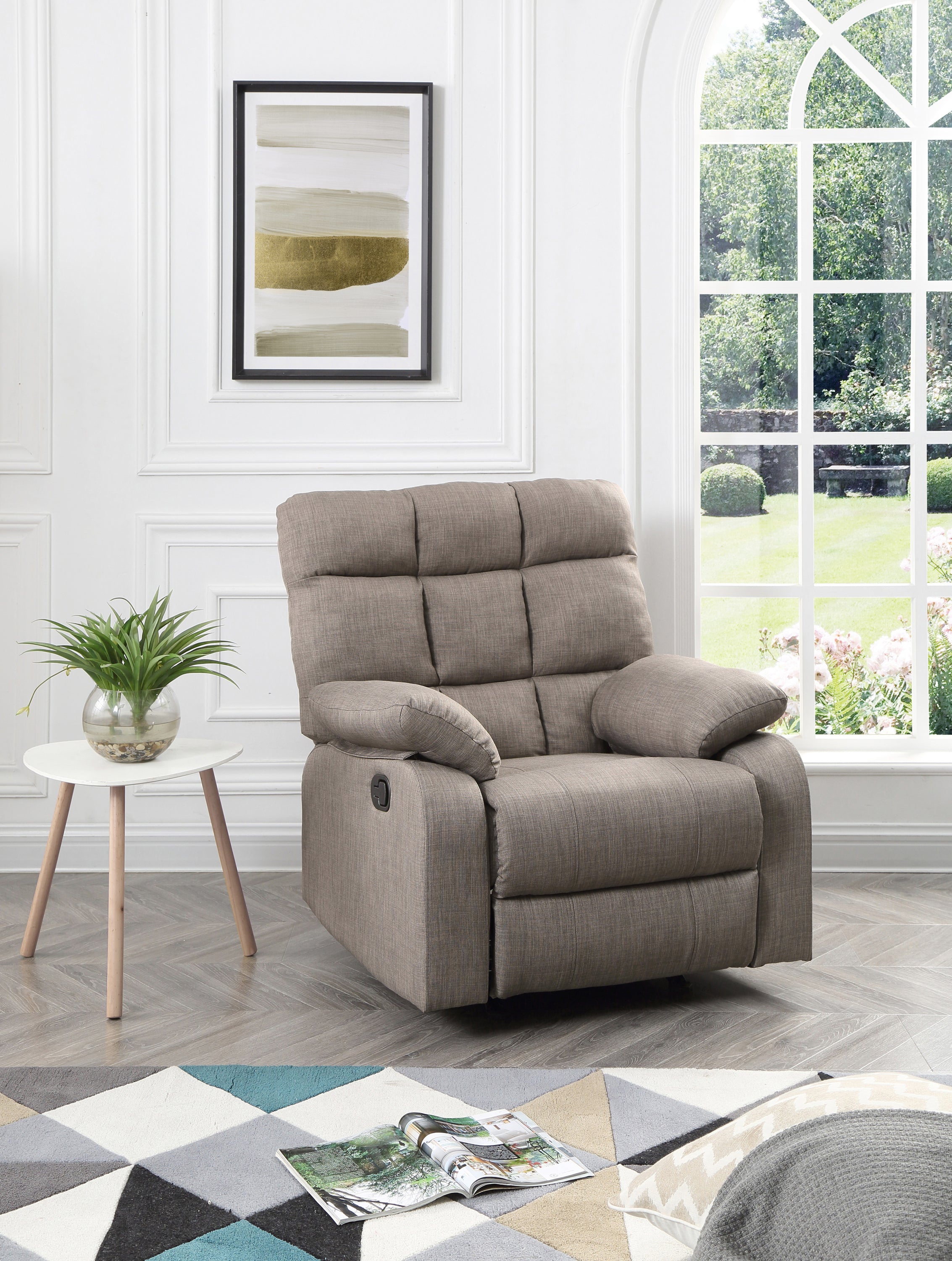 Contemporary Gray Padded Recliner