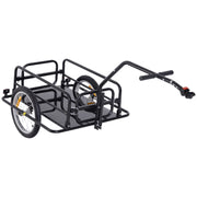 Aosom Bike Cargo Trailer, Bicycle Trailer, Heavy-Duty Bike Wagon Cart, Foldable Compact Storage, with Universal Hitch, 16' Wheels, 88 lbs. Capacity, Black
