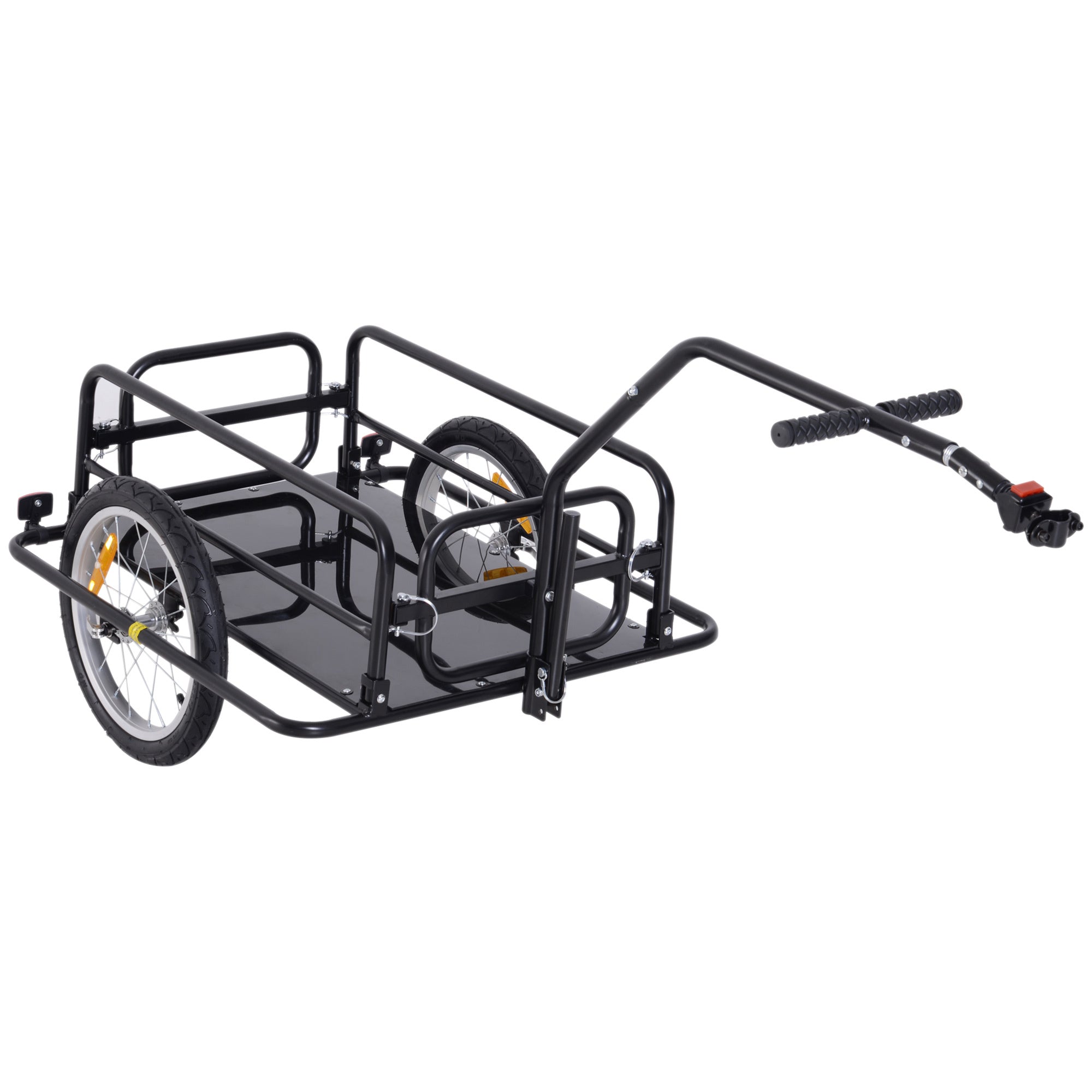 Aosom Bike Cargo Trailer, Bicycle Trailer, Heavy-Duty Bike Wagon Cart, Foldable Compact Storage, with Universal Hitch, 16' Wheels, 88 lbs. Capacity, Black