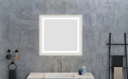 30' x 28' LED Bathroom Mirror with Front and Backlight, Wall Mounted Vanity Mirror with Aluminum Frame, Anti-Fog, Memory, 3 Colors, Stepless Dimmable