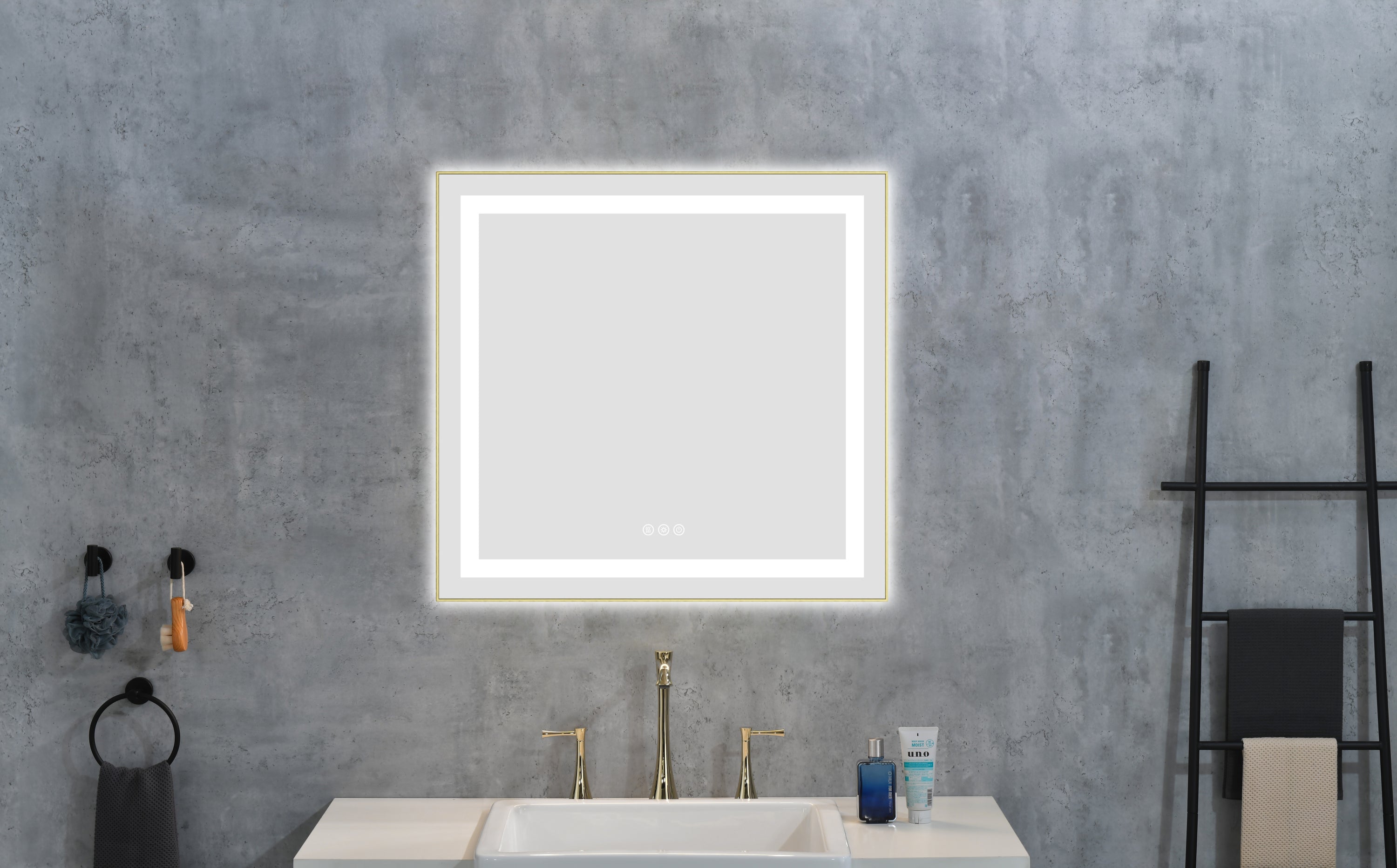 30' x 28' LED Bathroom Mirror with Front and Backlight, Wall Mounted Vanity Mirror with Aluminum Frame, Anti-Fog, Memory, 3 Colors, Stepless Dimmable