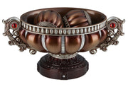 8.75' Tall' Delicata' Footed Decorative Bowl, Bronze with Silver Accents
