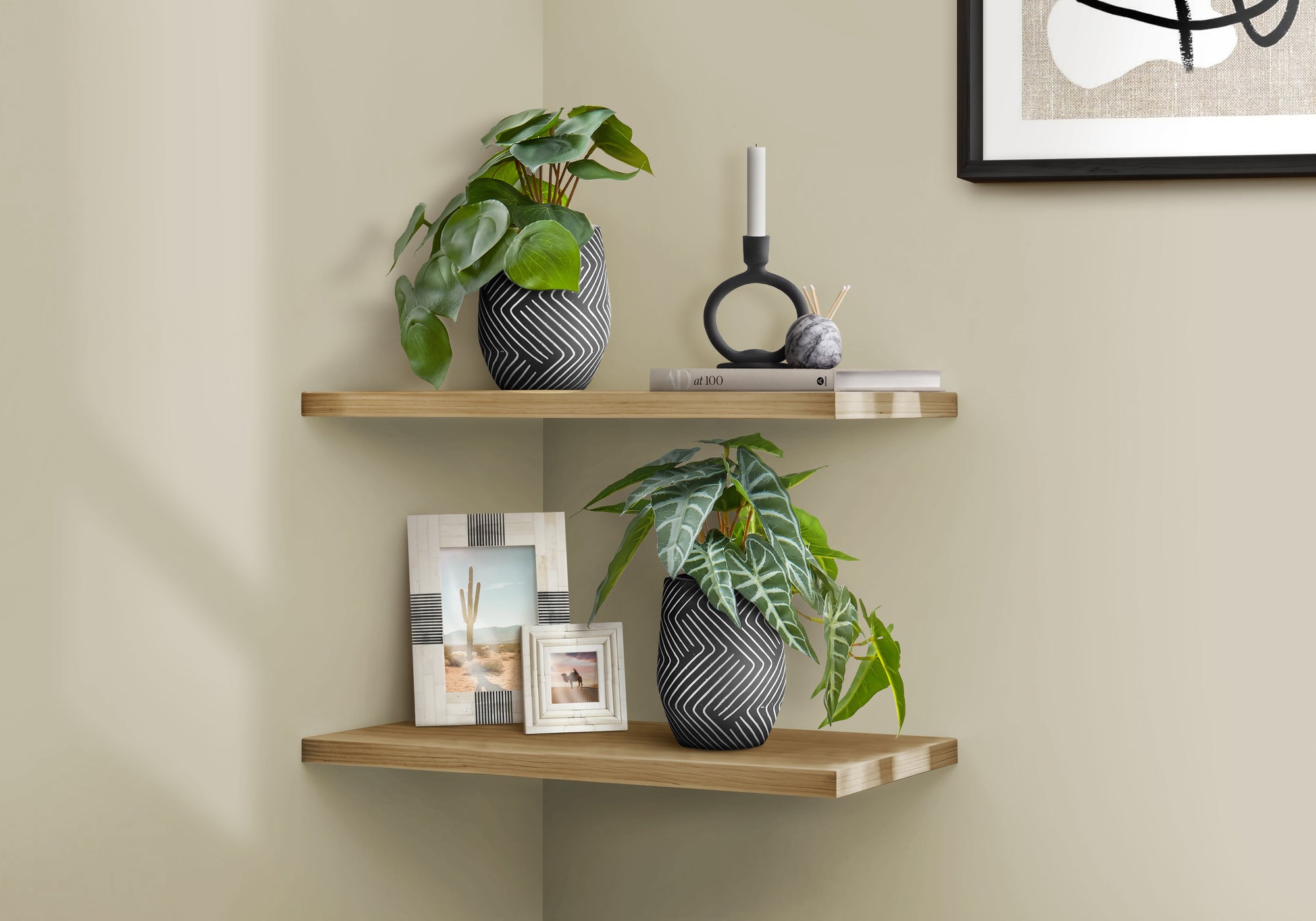 Artificial Plant, 8' Tall, Alocasia, Indoor, Faux, Fake, Table, Greenery, Potted, Set Of 2, Decorative, Green Leaves, Black Cement Pots