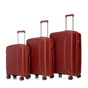 20'/24'/28' 3 pcs/set in PP Spinner Wheel Luggage, Carry on Suitcase, Matching Color, Combination Lock (Red)