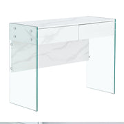 White environmental protection MDF minimalist dresser, desk, desktop computer desk, with double drawer storage space, simple home, perfect for various styles of home environment.