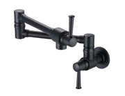 Pot Filler Faucet - Wall Mount Kitchen Sink Faucet Folding Stretchable with Single Hole Two Handles, Matte Black