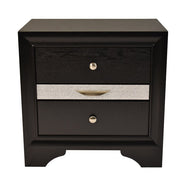 Traditional Style 2 Drawer Nightstand made with Wood in Black Color