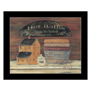 'HOT BATH' by Pam Britton, Ready to Hang Framed Print, Black Frame