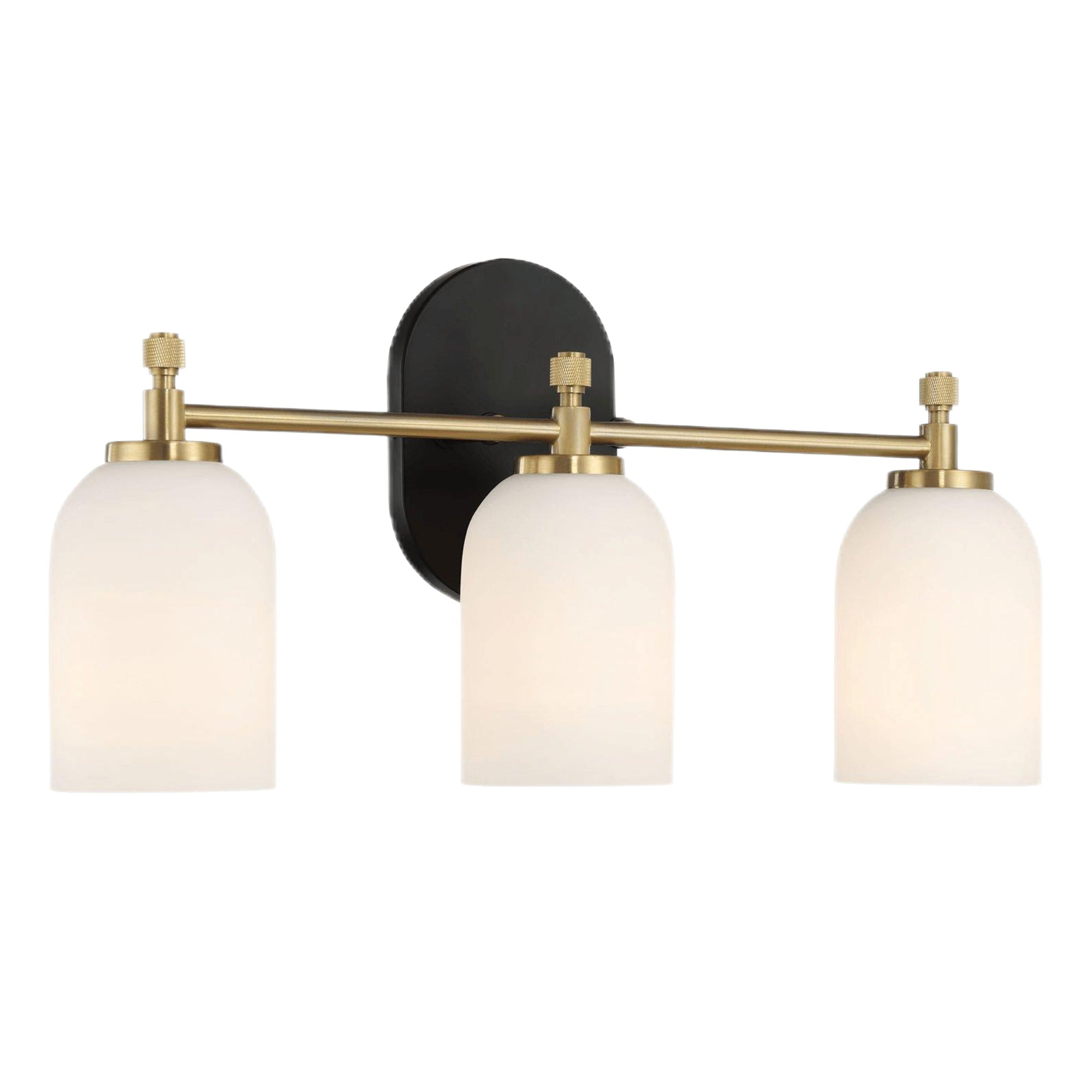 Meadows Three Lights Vanity Brushed Gold Bathroom Wall Light with White Frosted Glass 20.5'W × 10.125'H × 5.5'E