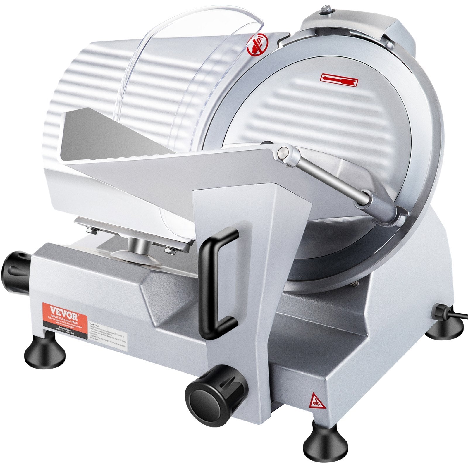 240W Commercial Meat Slicer, Electric Deli Food Slicer, 10' Carbon Steel Blade Electric Food Slicer, 350-400RPM Meat Slicer, 0 - 0.47 inch Thickness Adjustable for Commercial and Home Use