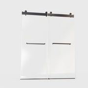 Frameless Double Sliding Soft-Close Shower Door with Matte Black Finish and 3/8 inches Tempered Glass, 56-60 inches W x 76 inches H