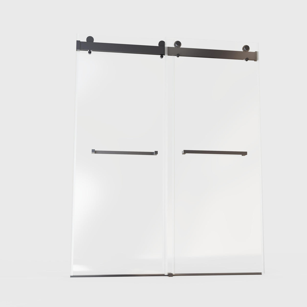 Frameless Double Sliding Soft-Close Shower Door with Matte Black Finish and 3/8 inches Tempered Glass, 56-60 inches W x 76 inches H