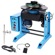 Heavy Duty Rotary Welding Positioner Turntable Table with Manual Tilt and 3-Jaw Lathe Chuck, Blue Steel, 18.70' x 15.00' x 17.30'