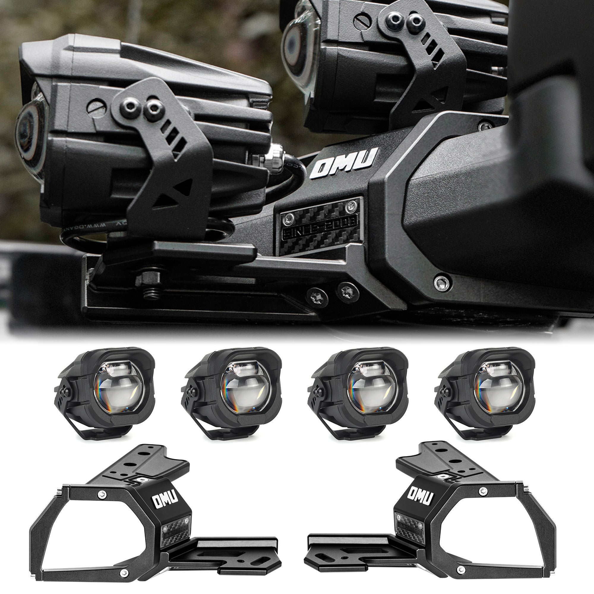 OMU Genesis Series Aluminum A-Pillar Light System Mount With 4 PCS Spotlights, High Low Beam Switchable A-Pillar Spotlight(White Light) For Ford Bronco 2021+(Not fit for Ford Bronco Sport)