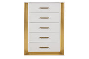 Obsession Contemporary Style 5-Drawer Chest Made with Wood & Gold Finish same as B009P152666 (CA inventory)