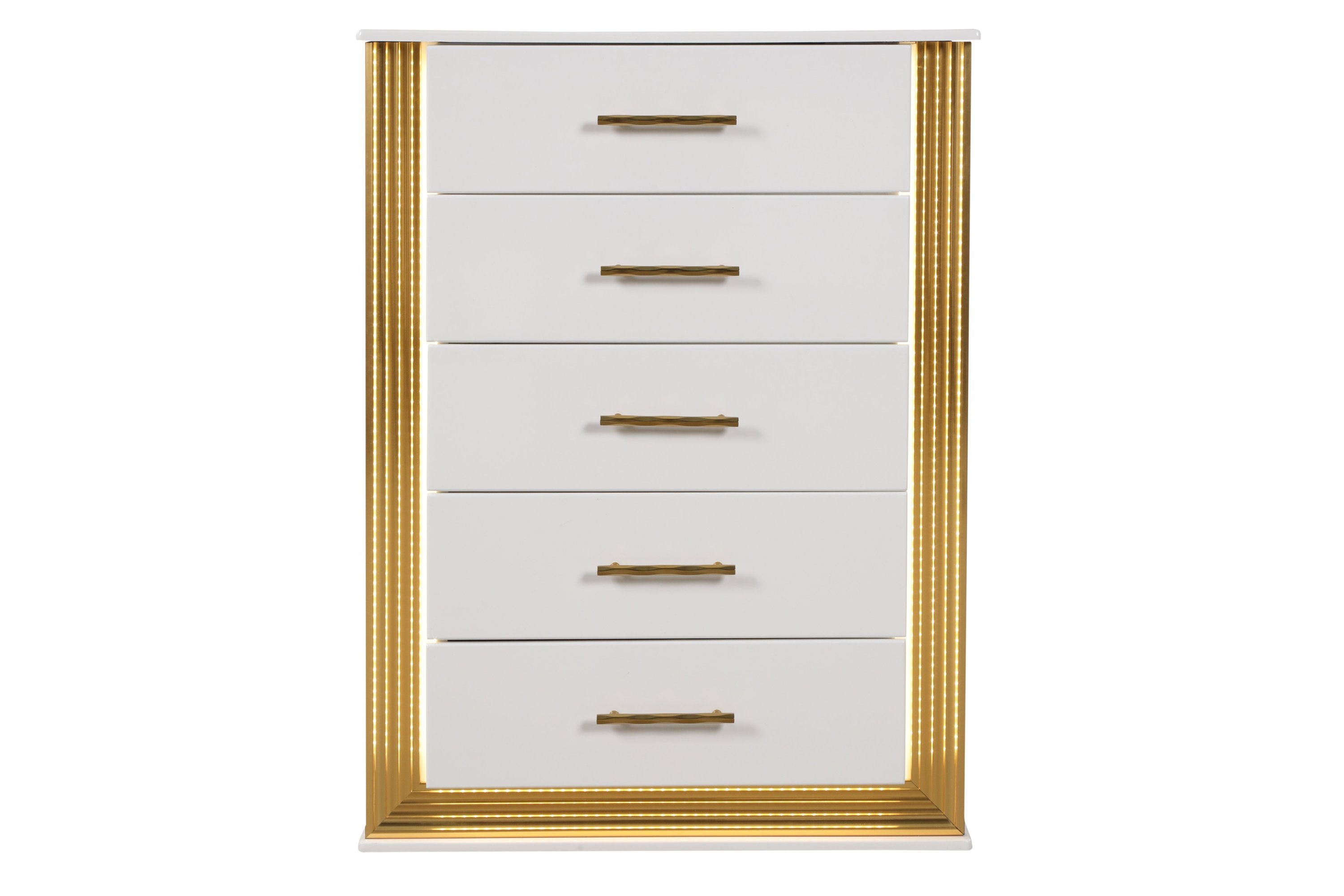Obsession Contemporary Style 5-Drawer Chest Made with Wood & Gold Finish same as B009P152666 (CA inventory)