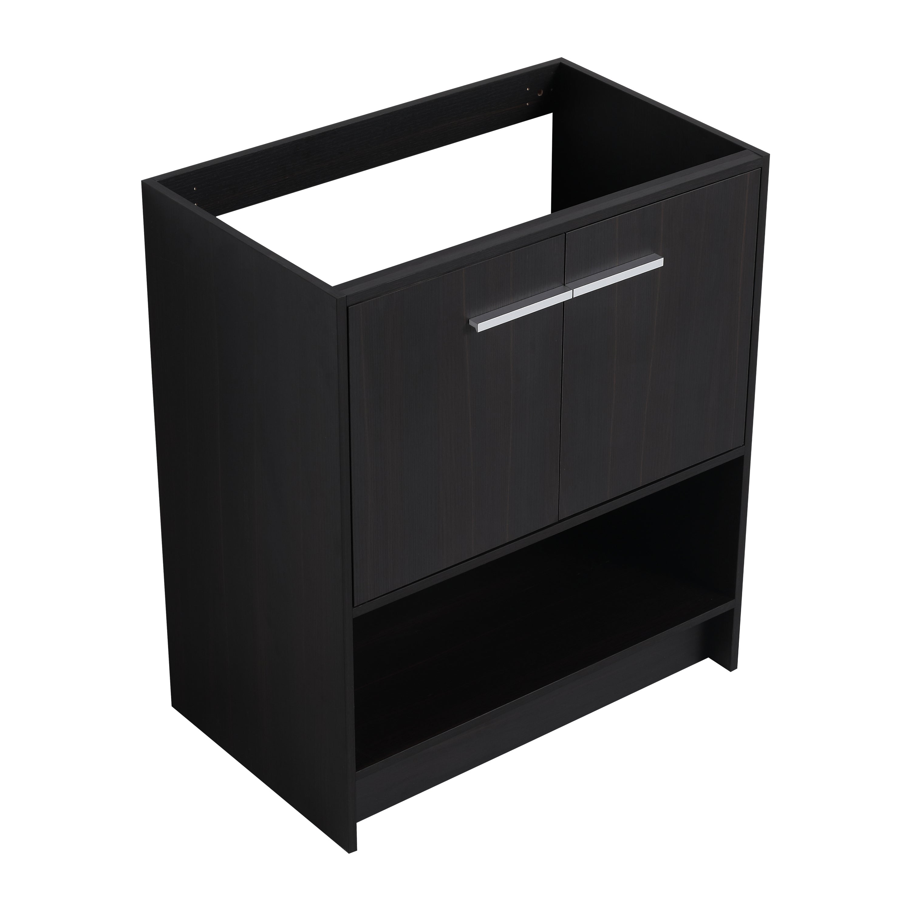 30 Inches Modern Freestanding Bathroom Vanity with 2 Doors in Dark Oak Plywood(Excluding Sink)