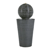 31.5' Tall Striped Concrete Column Fountain with LED Light - Gray Concrete Design for Modern Outdoor Spaces
