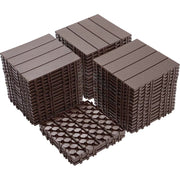 Plastic Interlocking Deck Tiles, All-Weather Waterproof Patio Flooring, Light Coffee, 12.00'x12.00'