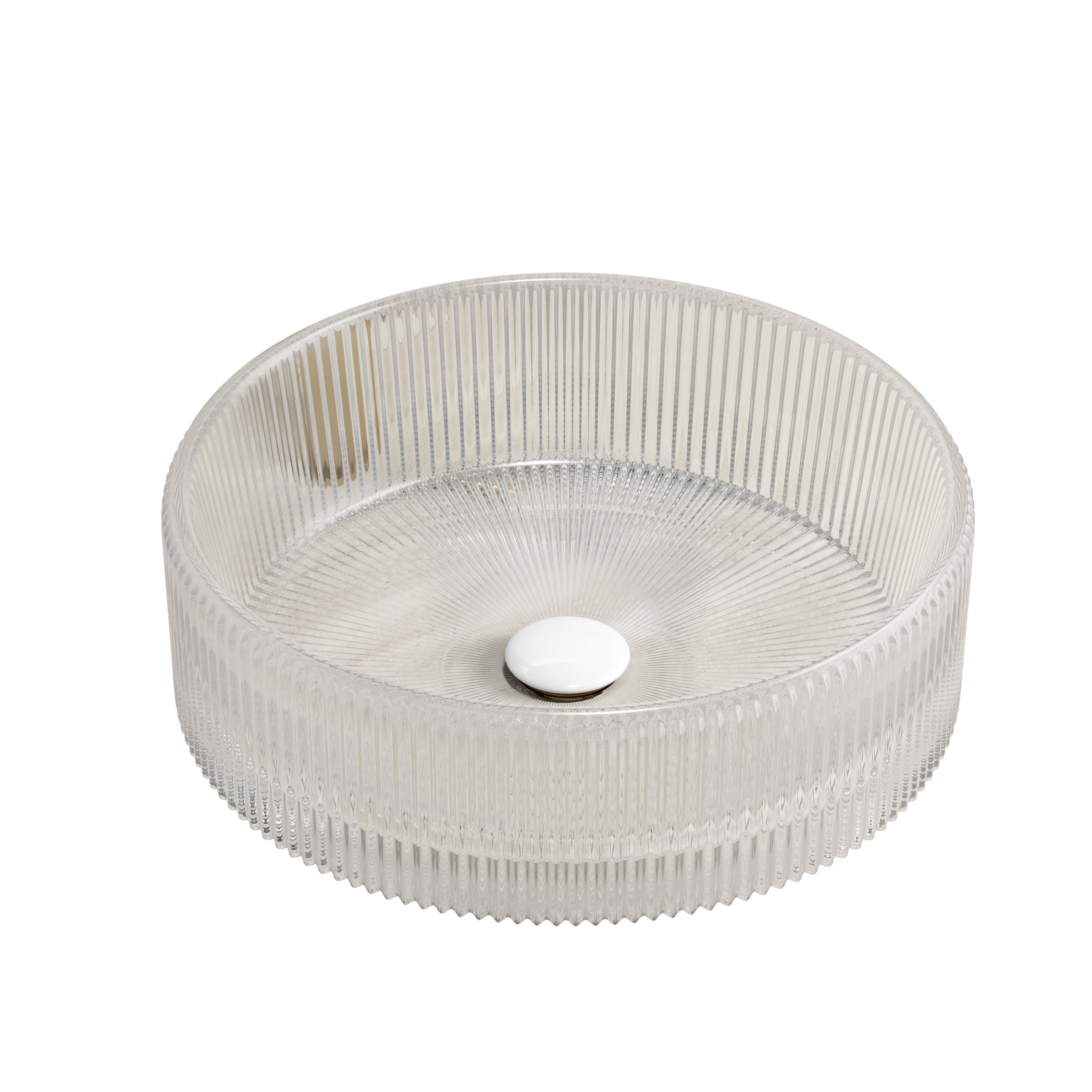 SONNY 14'' Bathroom Round Crystal Glass Sink without Faucet, Transparent