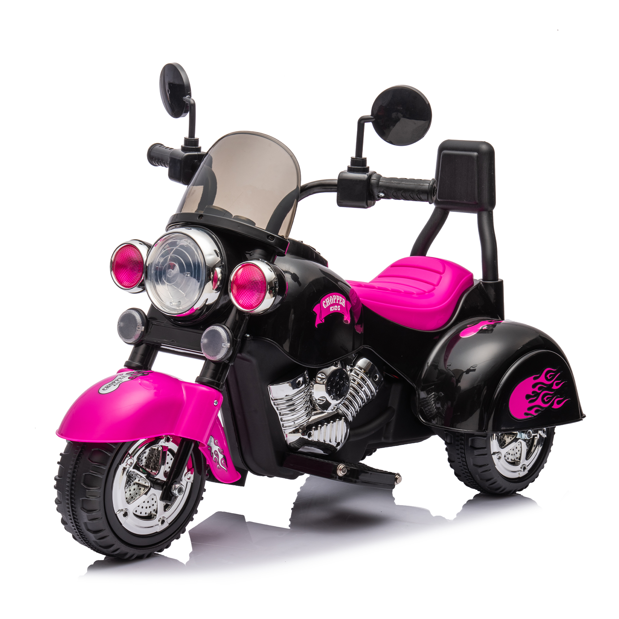 Kids Ride On Motorcycle Toy, 3-Wheel Chopper Motorbike with LED Colorful Headlights Horn, Pink 6V Battery Powered Riding on Electric Harley Motorcycle for Boys Girls