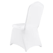 Stretch Spandex Folding Chair Covers, Universal Fitted Chair Cover, Removable Washable Protective Slipcovers, for Wedding, Holiday, Banquet, Party, Celebration, Dining (100PCS White)