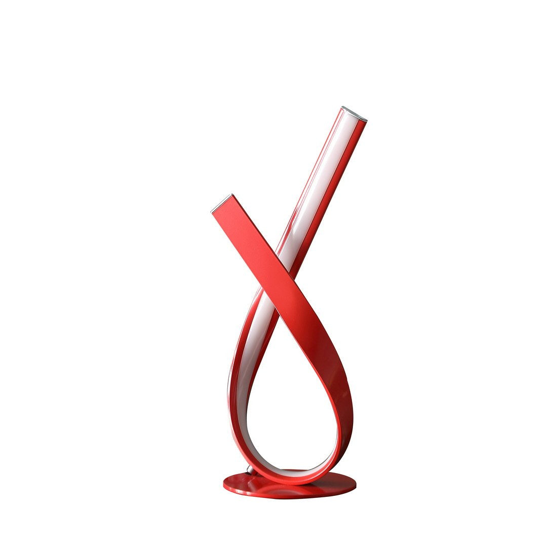 17' In Abstract Upright Ribbon Bow Led Red Metal Table Lamp