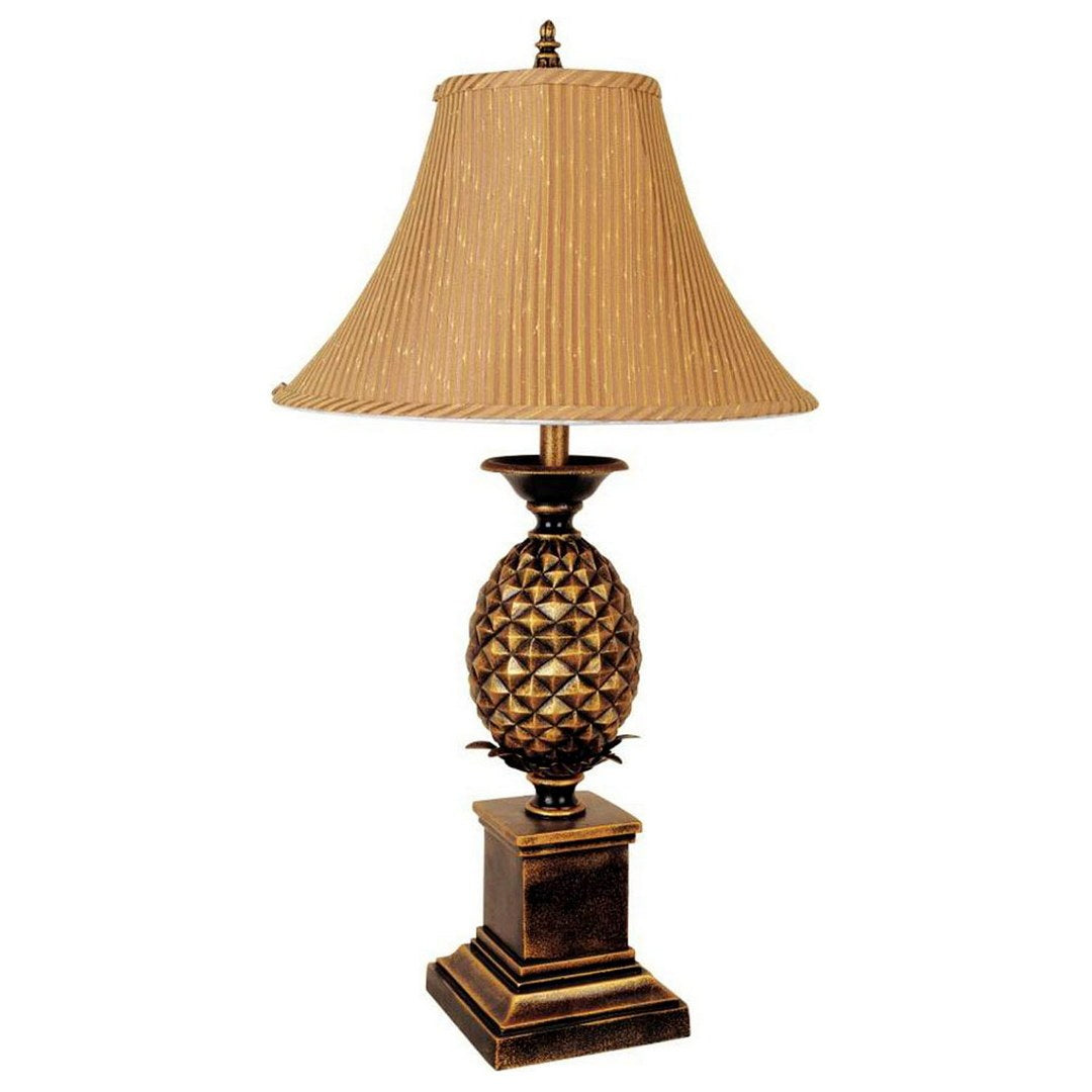 32' Tall Metal Table Lamp with Antique Gold finish, Pineapple design