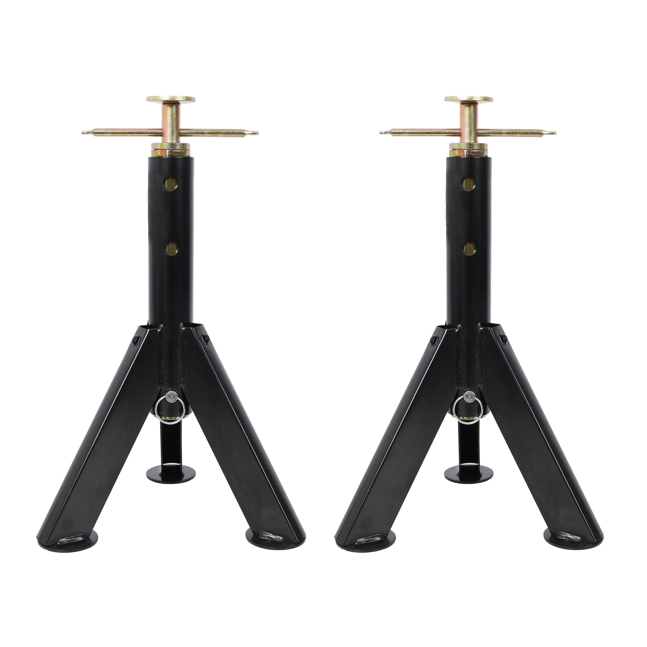 RV Adjustable Telescoping Stabilizer Jack Stand Supports Stabilizer Jacks Black Steel 16 to 30 Inches 6,000 Pound Capacity 2PACK