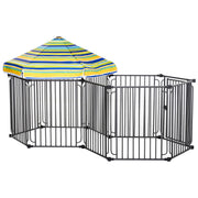 PawHut Dog Playpen with Door & Removable Cover for Small & Most Medium Sized Dogs Indoor & Outdoor Use, 47' H