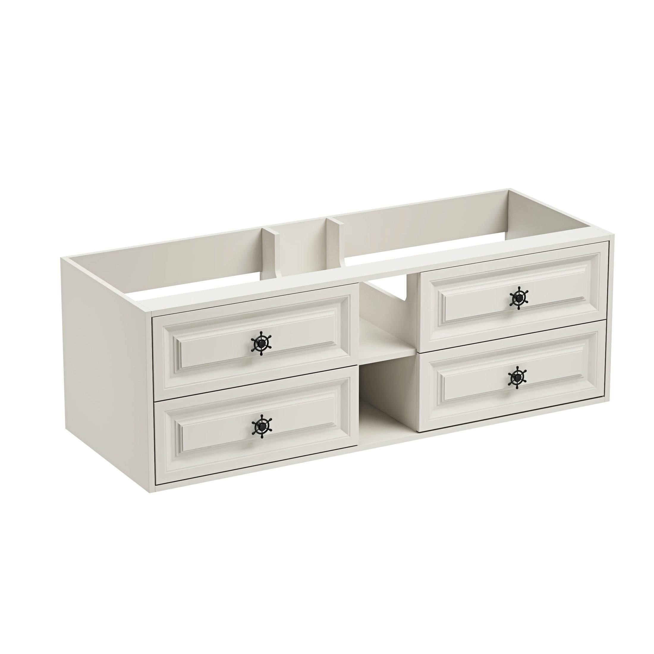 60' Wall Hung Bathroom Vanity Cabinet Fits Double Sinks, Cabinet Only (Countertop and Sinks Not Included)