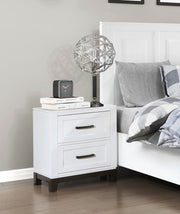 White Finish Nightstand with 2x Storage Drawers Wooden Bedroom Furniture 1pc