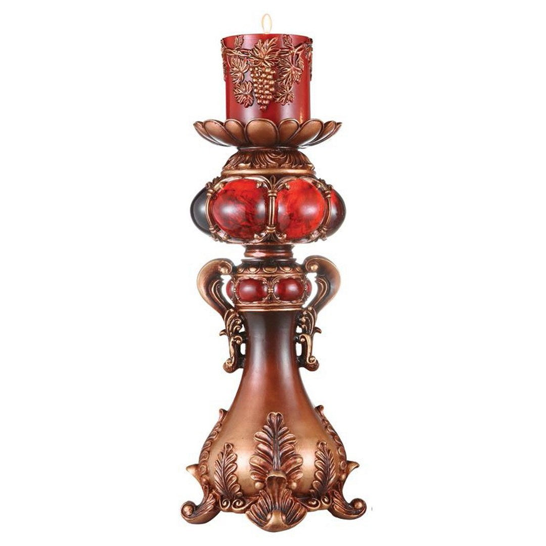 20' Tall Polyresin Candleholder, Red and Brown finish