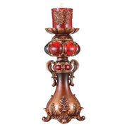 20' Tall Polyresin Candleholder, Red and Brown finish