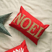 Handcrafted Red Noel Beadwork Lumber Pillow: Perfect for the Season-24X16'